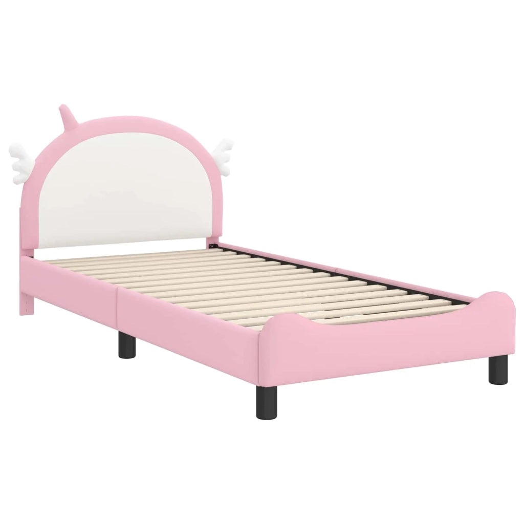 Struttura letto Bambini | Letto Infantile | Lettino con testata Rosa 90 x 200 cm PU