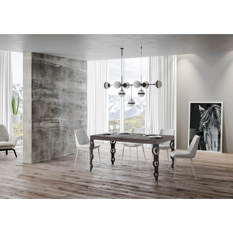 Tavolo allungabile 90x160/420 cm Karamay telaio Antracite - Noce