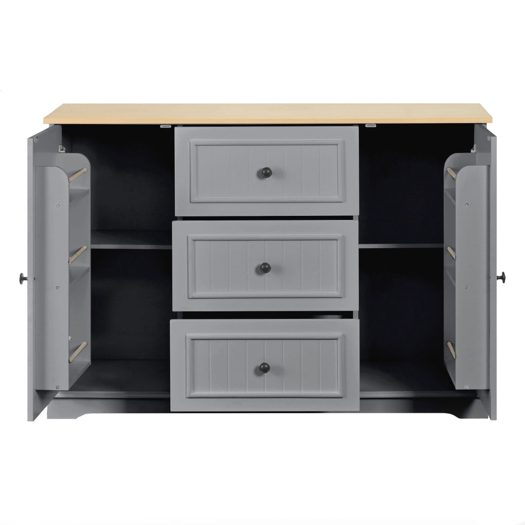 Credenza con 3 Cassetti e Ante ¨C MINIMAL ¨C Grigio, Mobile Buffet per Soggiorno e Corridoio