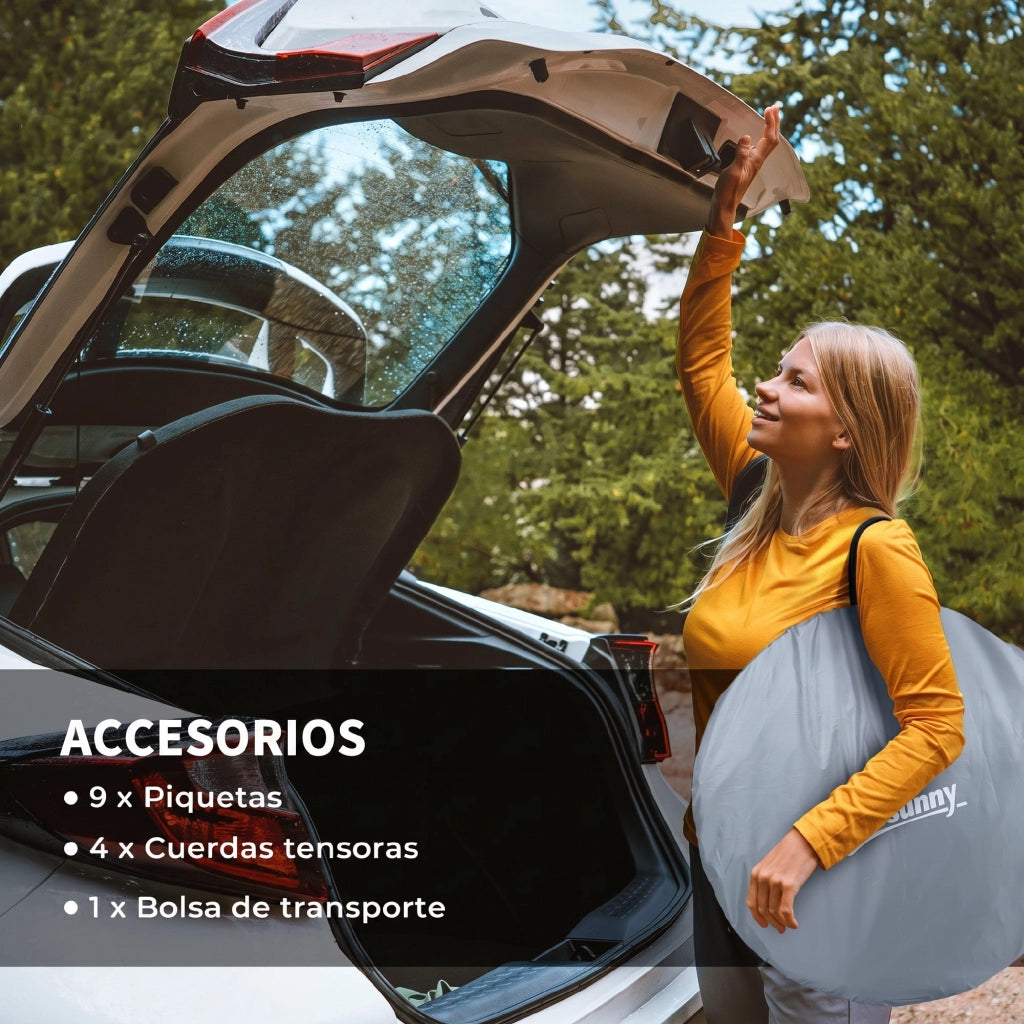 Tenda da campeggio pop-up pieghevole impermeabile 2-3 persone ¨C zephmum ¨C grigio 245x148x105 cm