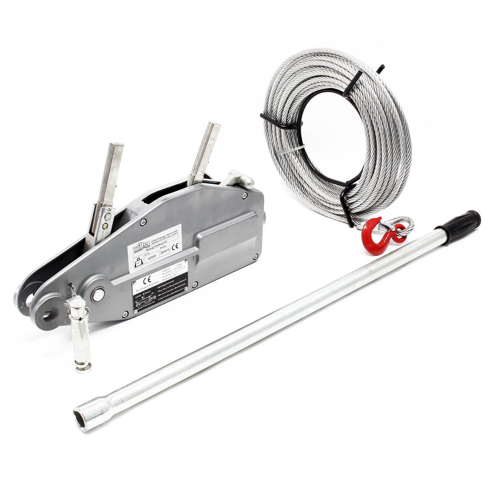 Paranco a fune max 800kg fune 20m Ø8,3mm per sollevamento spostamento carichi