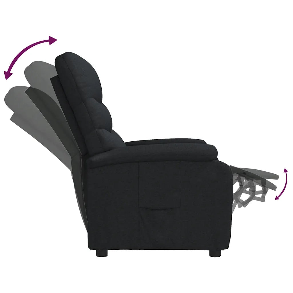 Poltrona | Sedia Relax Reclinabile in Tessuto Nero