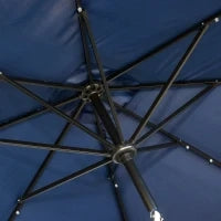 Ombrellone da giardino Ombrellone diritto 3 x 2 m luminoso rettangolare inclinabile ombrellone LED solare acciaio poliestere ad alta densità blu
