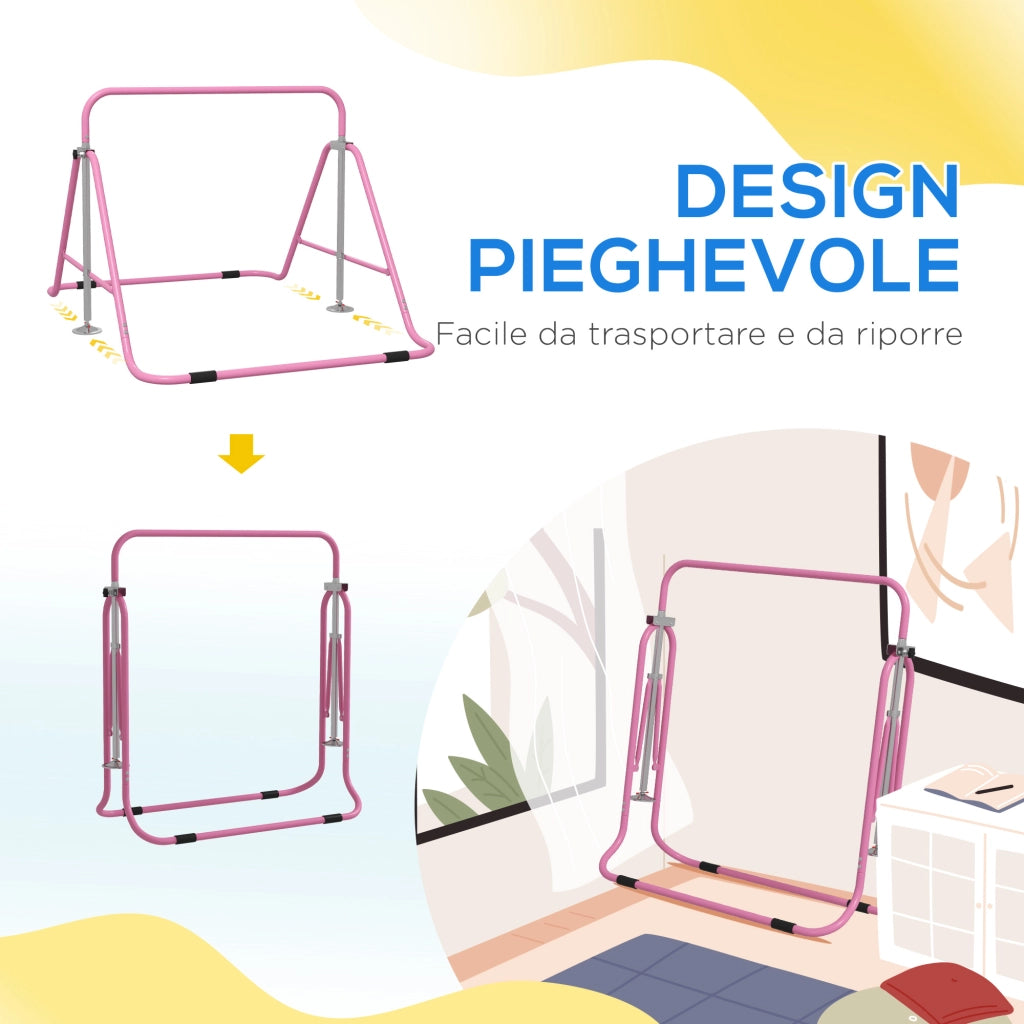 Letto a Soppalco per Bambini ¨C zephmum ¨C Rosa, Acciaio, 154x106.2x88.5-128.5cm