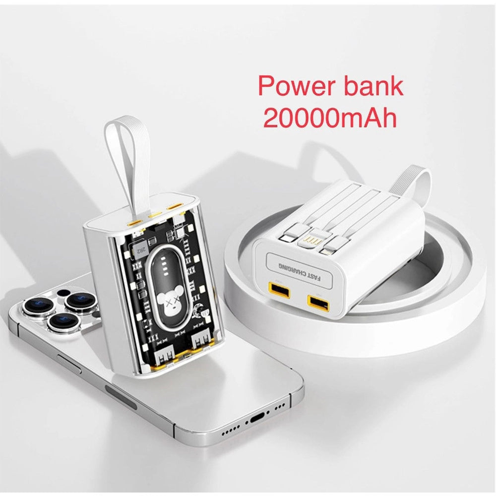 Trade Shop - Power Bank Caricabatterie Esterno Portatile Con Ricarica Rapida Da 20000 Mah Con Luce Led -