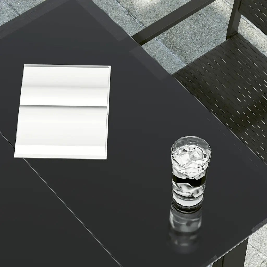 Tavolo da Giardino Nero 80x80x74 cm in Acciaio e Vetro 318746