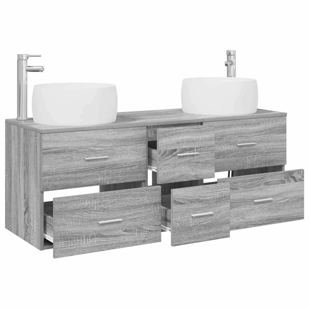 Set di mobili per il bagno 3 pz Sonoma grigio 3405936