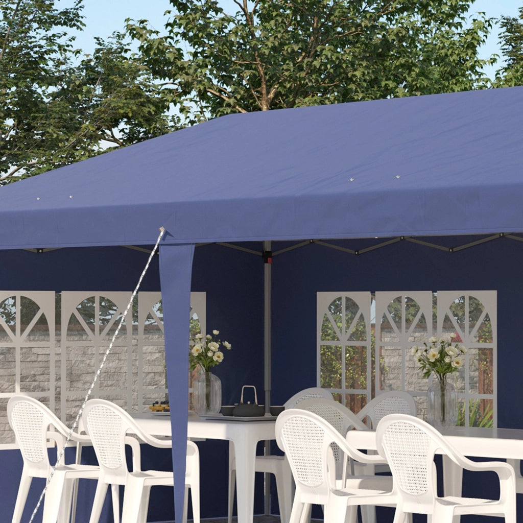 Gazebo da Giardino  Regolabile in Altezza con Pareti Removibili 6x3m in Acciaio e Poliestere Blu