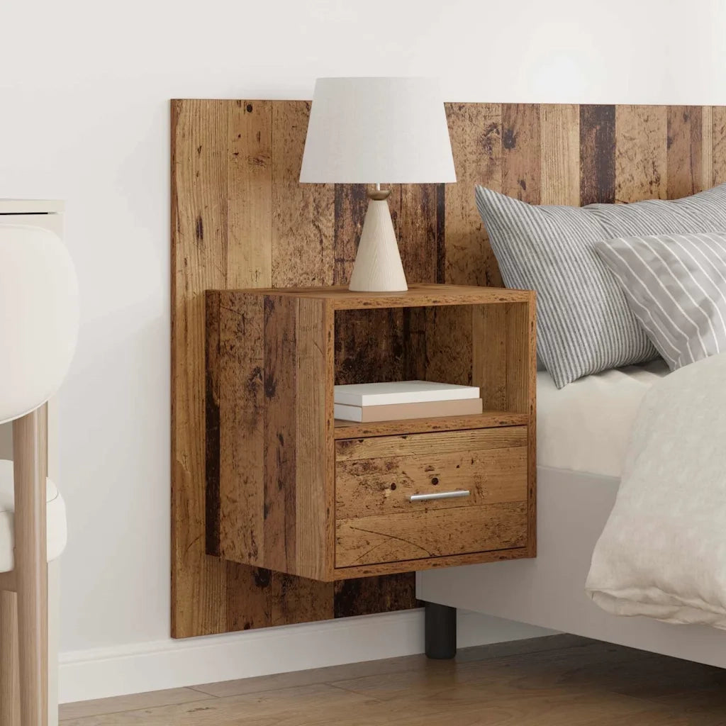 Testiera | Testata con Comodino 3 pcs Legno vecchio Legno multistrato