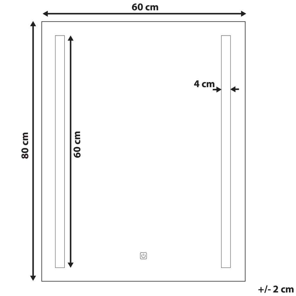 Specchio da parete a LED sospeso 60 x 80 cm rettangolare moderno vintage vanity bagno trucco camera da letto