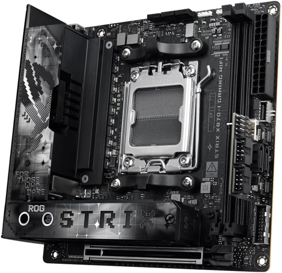 ROG Strix X870-I Gaming WiFi Scheda madre AMD, 10+2+1 stadi di alimentazione, slot DDR5, due slot M.2, PCIe 5.0 con pieno supporto per le GPU di nuova generazione, WiFi 7, porte USB4 e Aura Sync