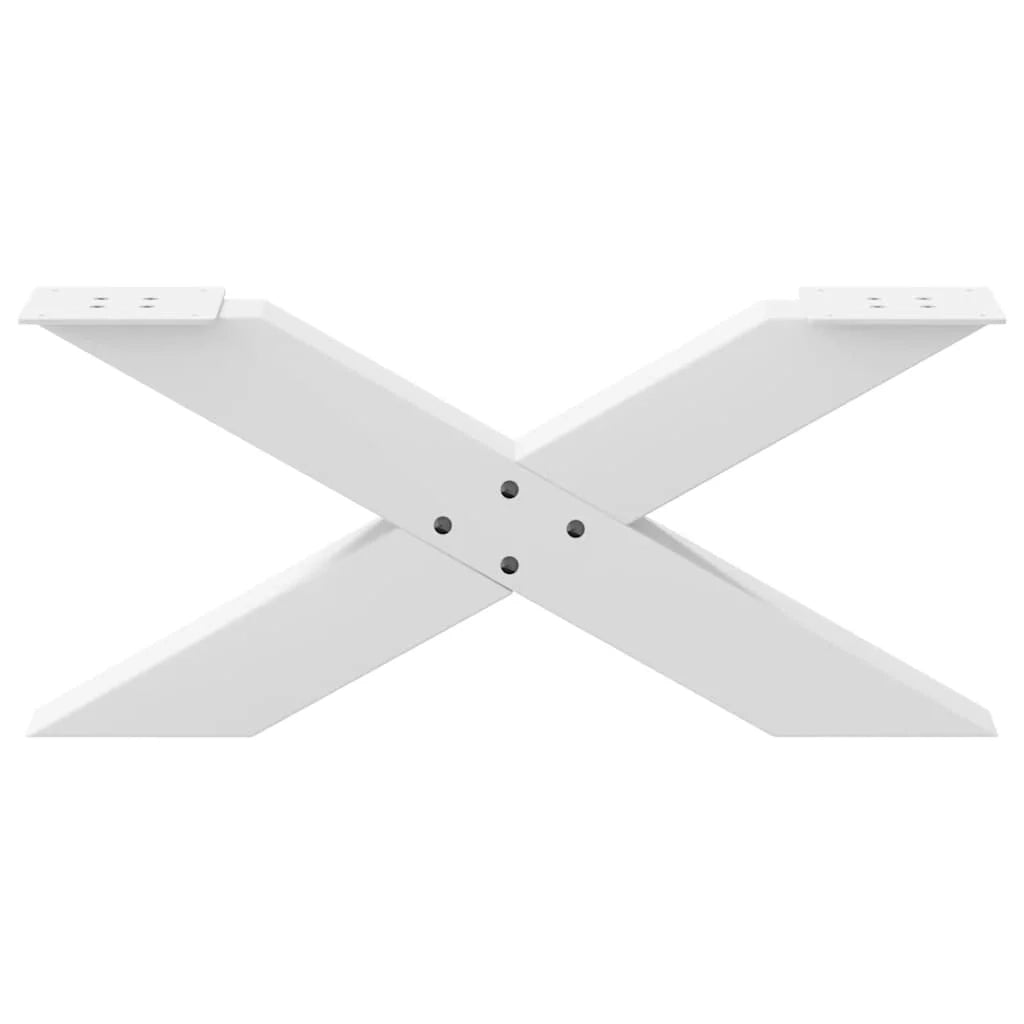 Set di 2 gambe robuste per tavolino da caffè a forma di X 70 x 31 cm con piedini livellatori stile moderno acciaio bianco 02_0057217