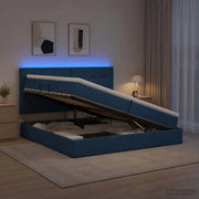 Letto con contenitore LED e materasso Blu 200 x 200 cm Tessuto 3459971