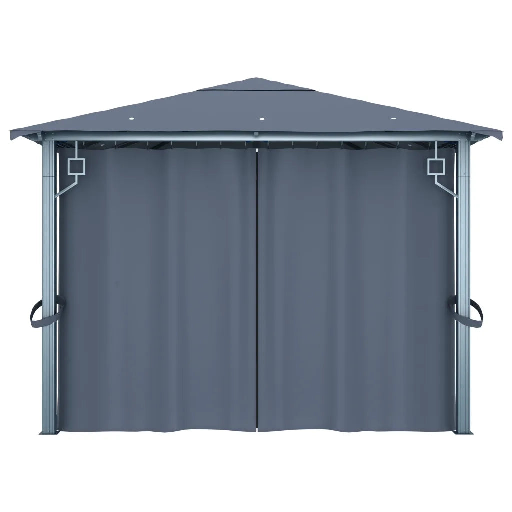 Gazebo con Tenda 400 x 300 cm Antracite in Alluminio