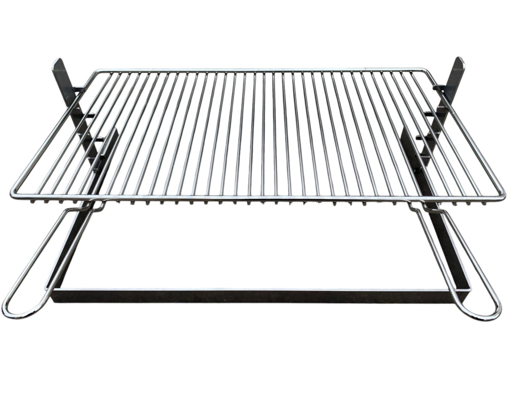 Griglia per Barbecue e Camino in Acciaio Cromato, Regolabile in Altezza, Struttura in Ferro, per Carne Pesce e Verdure 70x45 cm