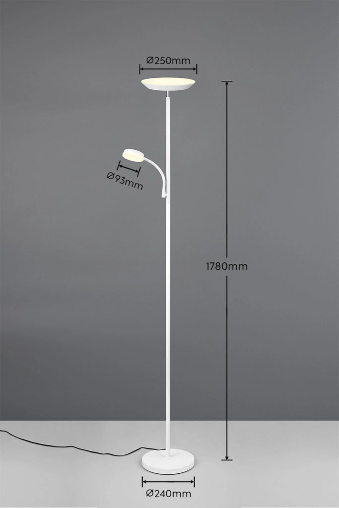 Lampada da terra SPECTER bianca CCT LED con lettura