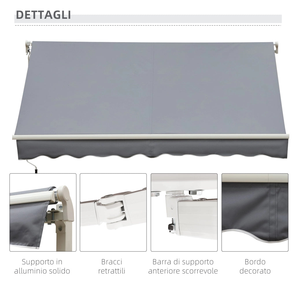 Tenda da Sole Grigia Avvolgibile 3x2.5 m ¨C Zephmum ¨C Alluminio e Poliestere Anti-UV