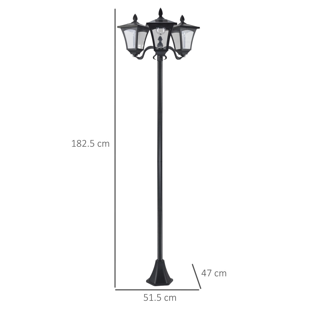 Lampada solare da giardino in acciaio inox, 182,5 cm