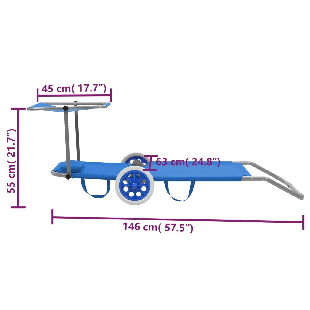 Sdraio sedia a sdraio lettino da giardino prendisole terrazza mobile da esterno pieghevole con tendalino e ruote in acciaio blu 02_0012823