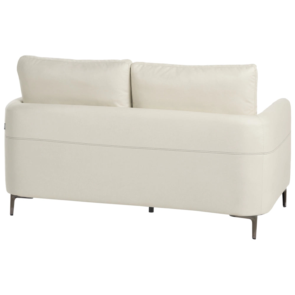 Divano 2 posti beige chiaro imbottito in tessuto con gambe in metallo stile moderno minimalista