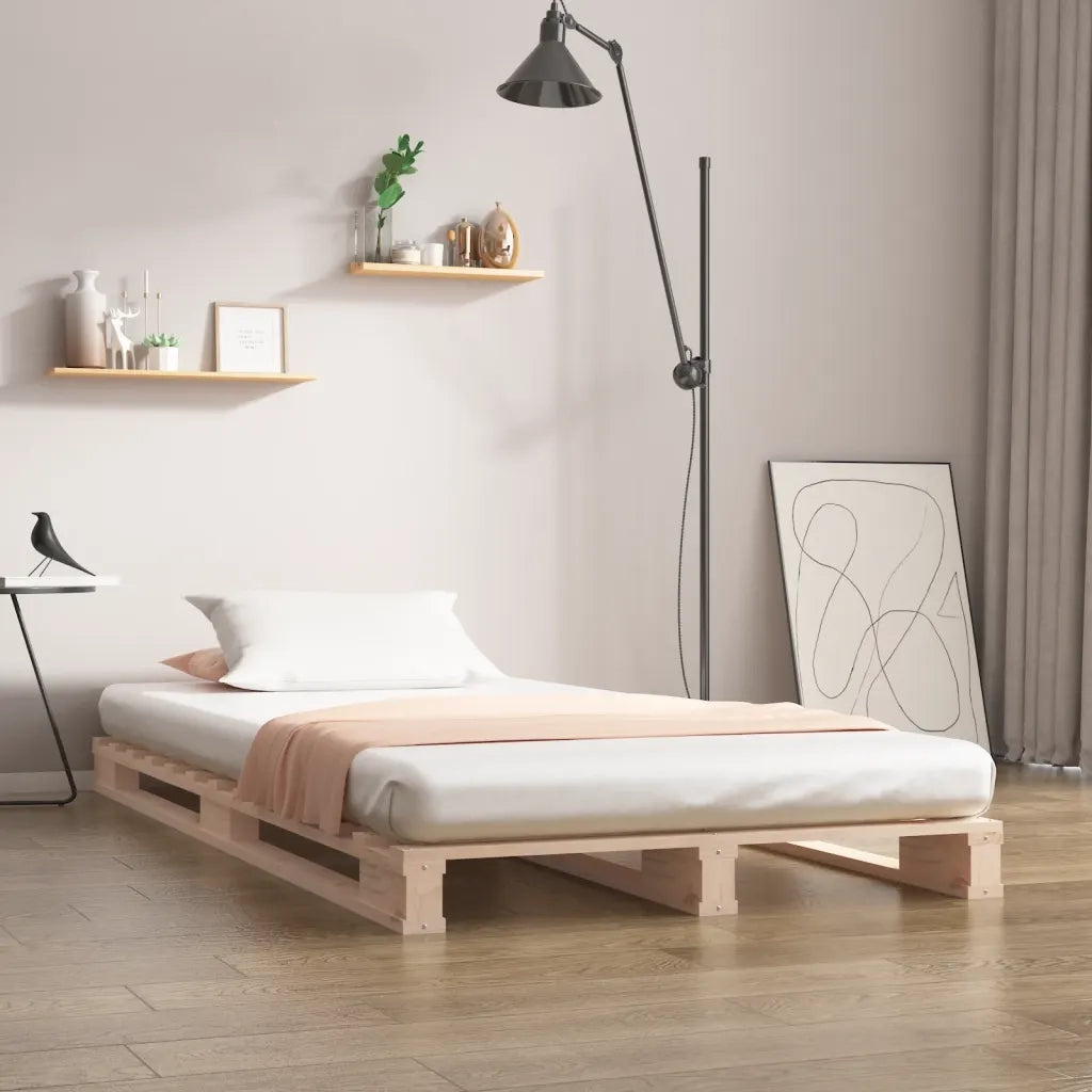 Letto a Pallet 100x200 cm in Legno Massello di Pino