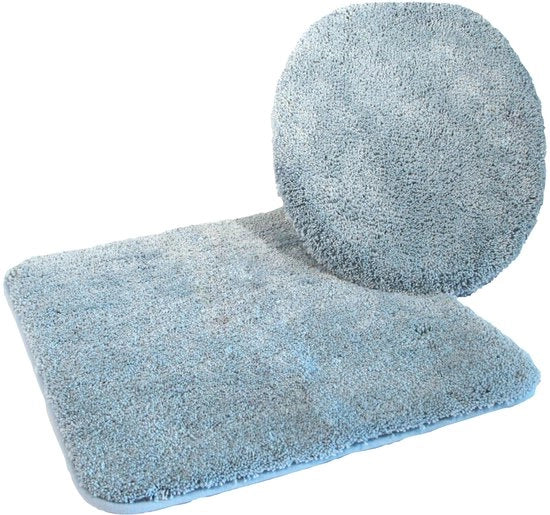 Set di asciugamani per bagno microfibra 2 pezzi, 47 x 50 cm e tappeto da bagno senza spazio di 50 x 55 cm, azzurro chiaro