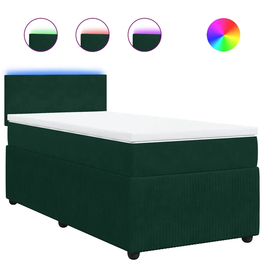 Giroletto a Molle con Materasso Verde Scuro 80x200 cm Velluto