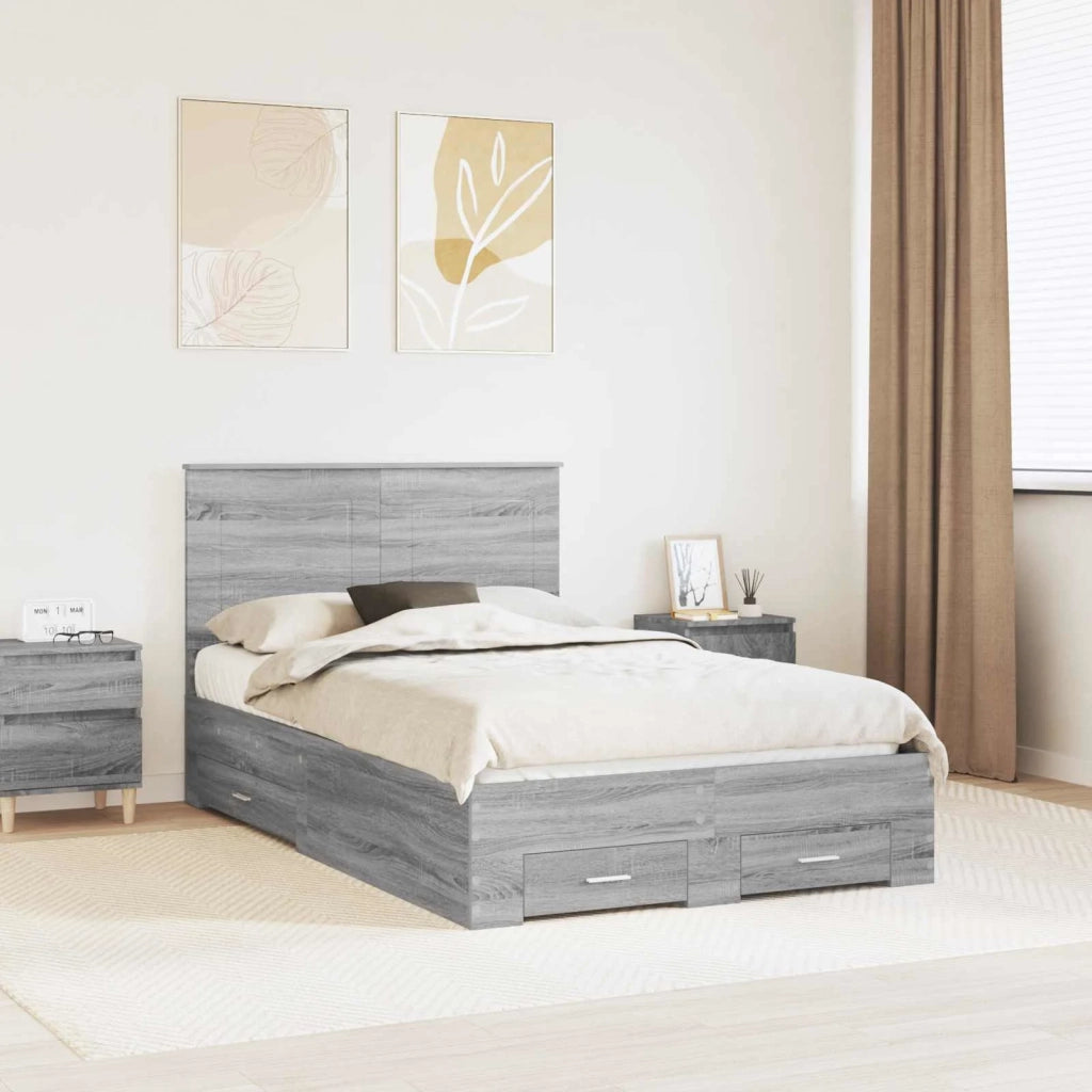Struttura del letto con testiera Grigio Sonoma 120 x 200 cm 3409681
