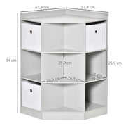 Scaffale angolare per bambini grigio in MDF con 3 cassetti