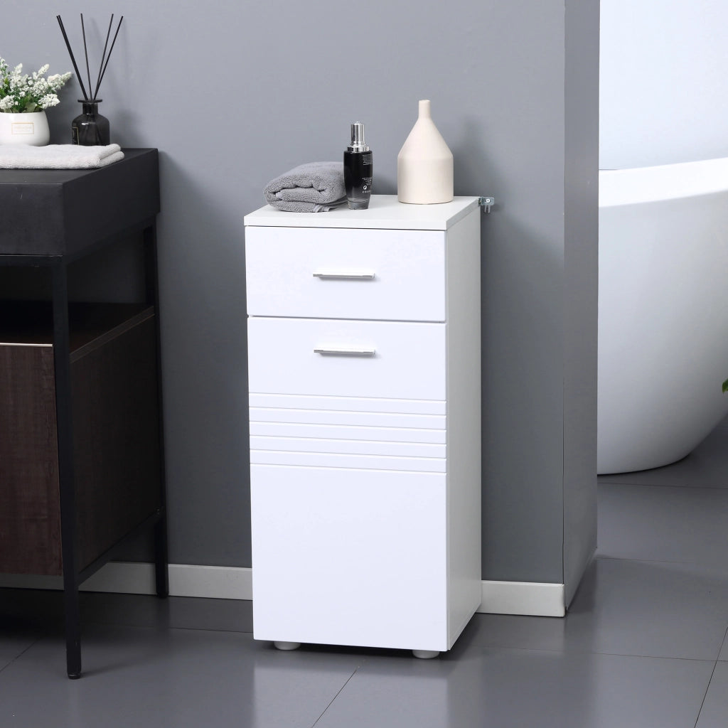 Mobiletto per Bagno con Ante e Cassetto ¨C zephmum ¨C Legno Bianco 30x30x60