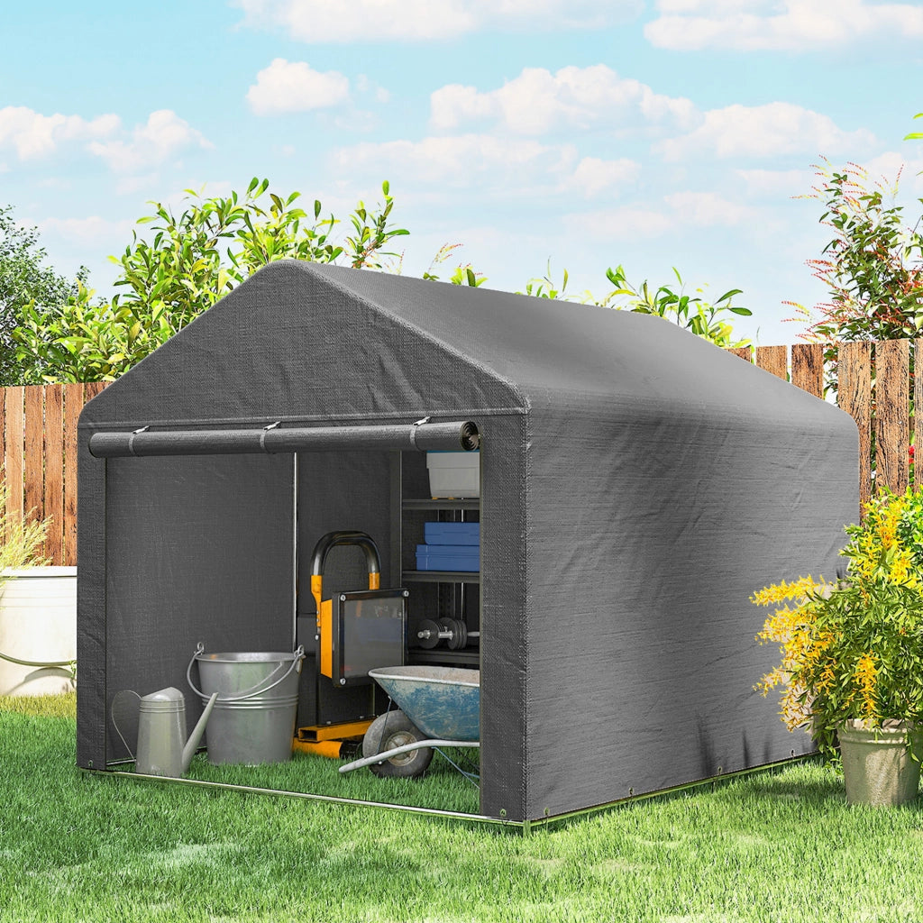 Carpa per Biciclette da Giardino ¨C Zephmum ¨C Grigio 2.4x2x2 m Impermeabile Anti-UV