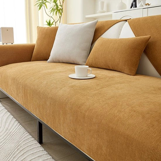 Banco con tessuto a chenille a scacchi, banco universale per tutte le stagioni, antiscivolo e impermeabile, semplice e comodo, morbido e idoneo per la pelle, adatto per la sala da pranzo -arancione, 70*90cm