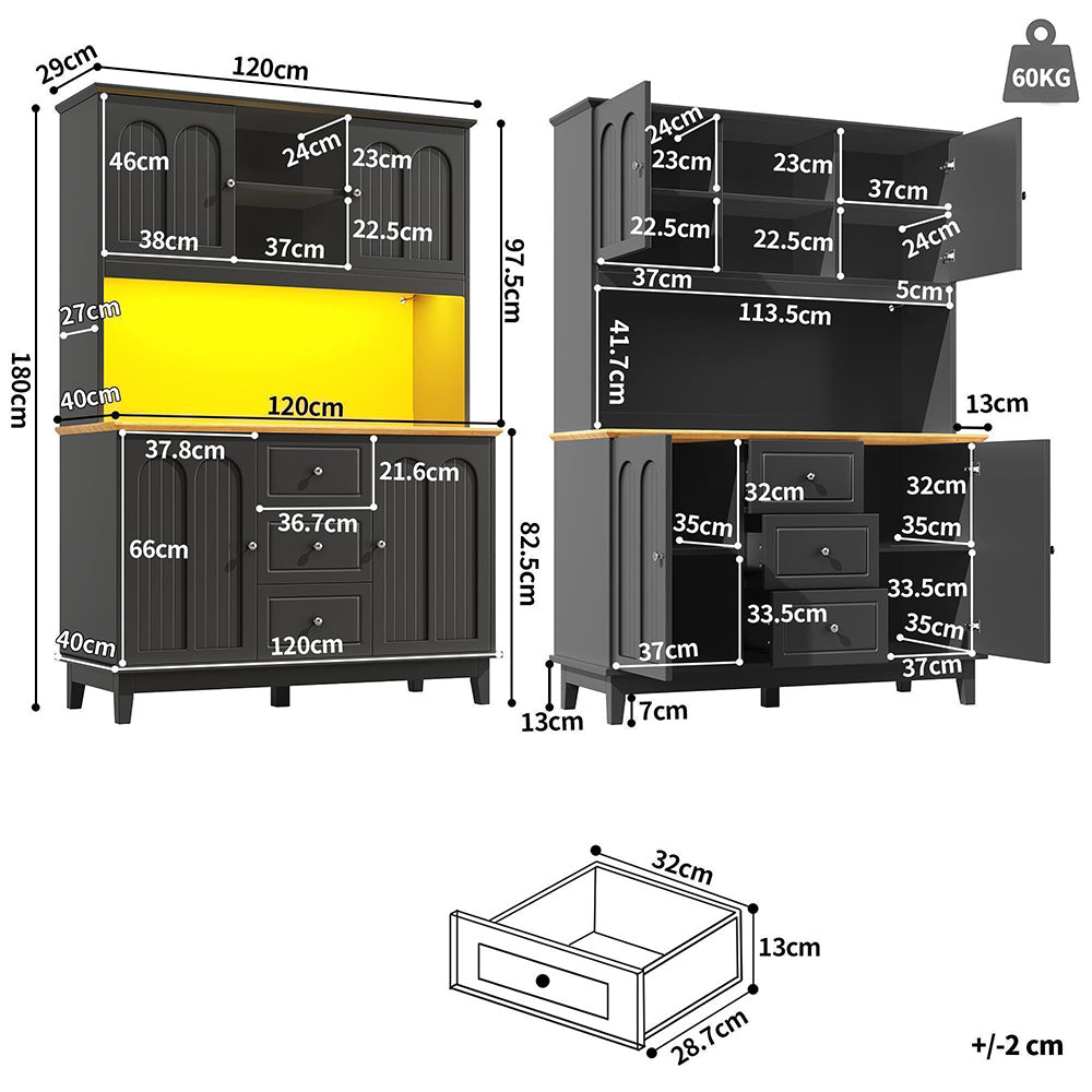 Credenza Alta Smart 120x40x180cm - Xylo - Controllo App, Luci LED e Musica