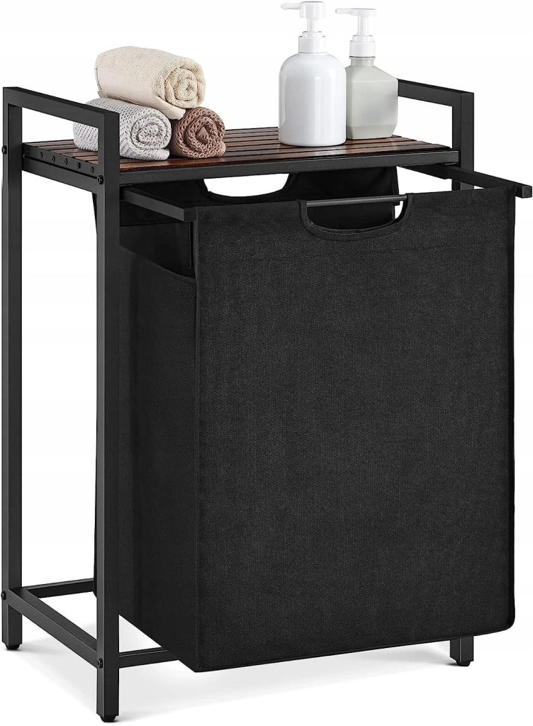 Mobile portabiancheria Valora 65L Marrone Rustico Nero | scomparto singolo