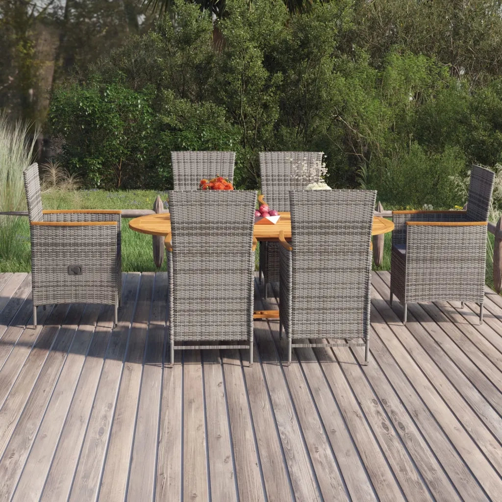 Set Mobili da Pranzo per Giardino 7 pz in Polyrattan Grigio 3070767