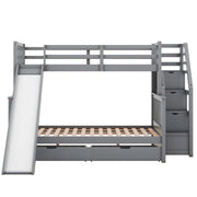 Letto a Castello 90 x 200 cm e 140 x 200 cm; con Cassetti e Scivolo; Grigio