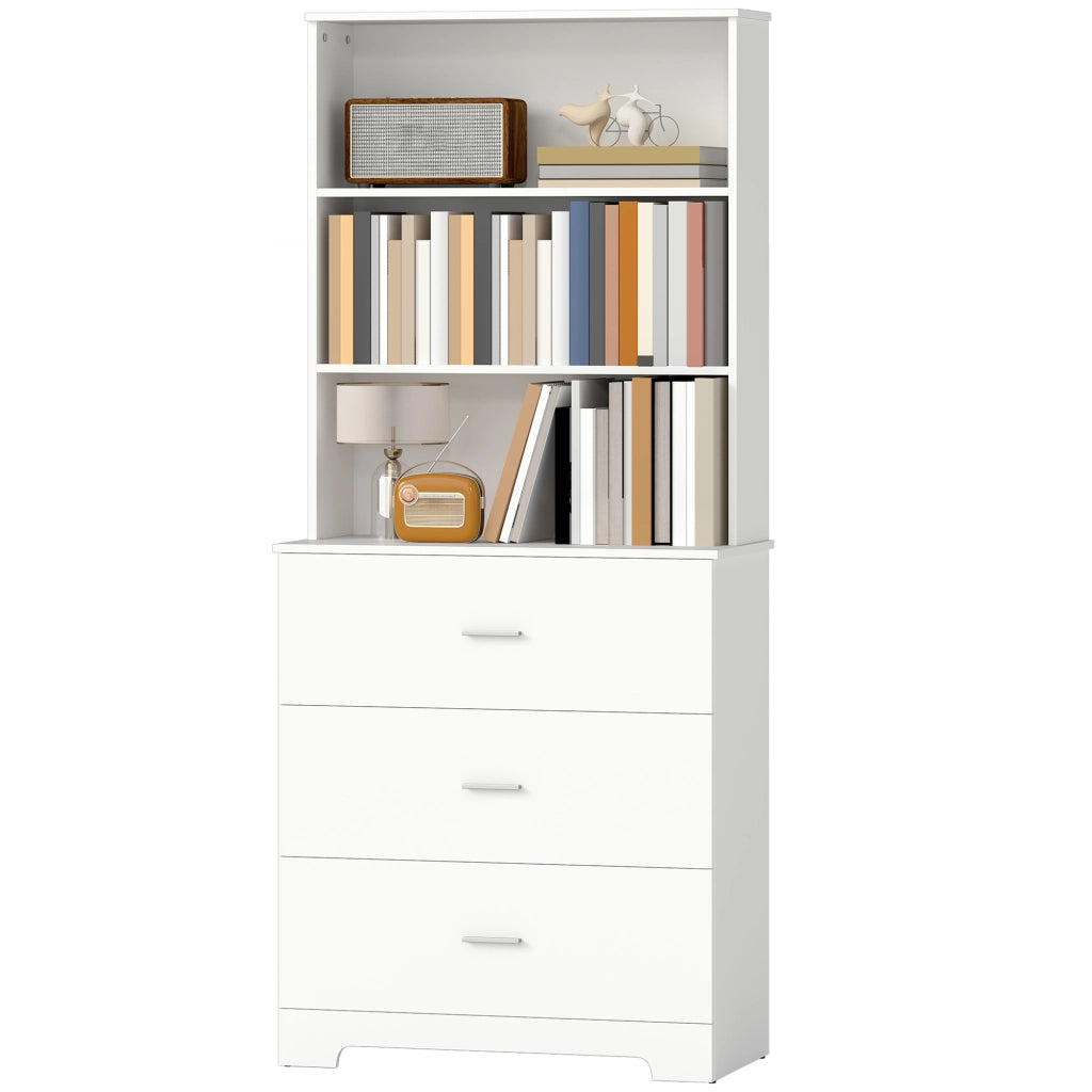 Libreria con vetrina e cassetti ¨C Zephmum ¨C Bianco 79x39.5x180 cm