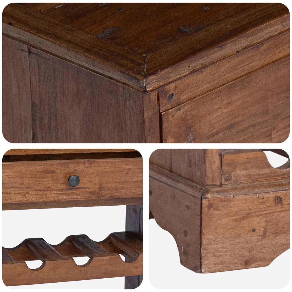 Portabottiglie 55 x 23 x 85 cm Legno di Mogano Massello