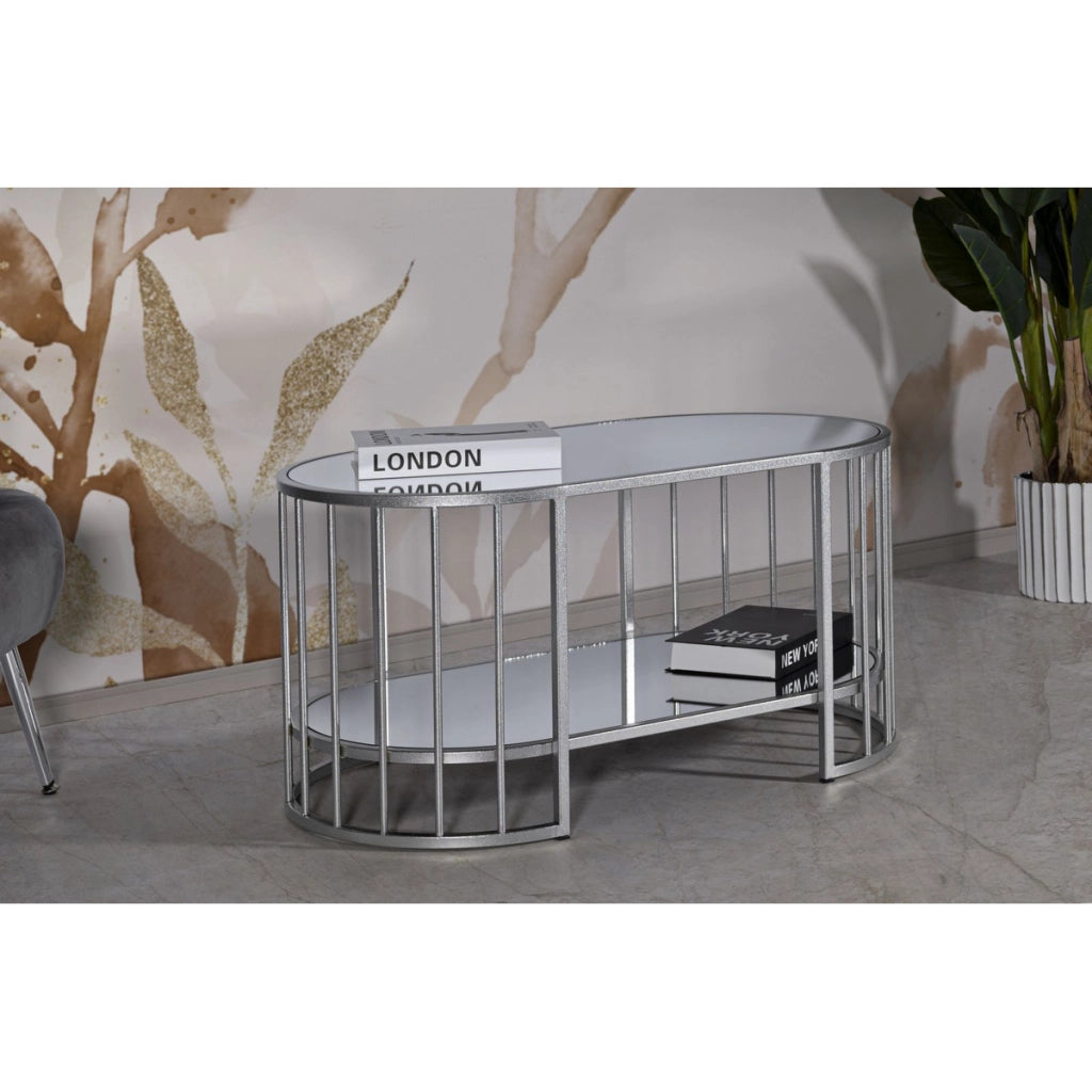 Tavolino VKH793, Argento, Metallo, 90x50x45 cm