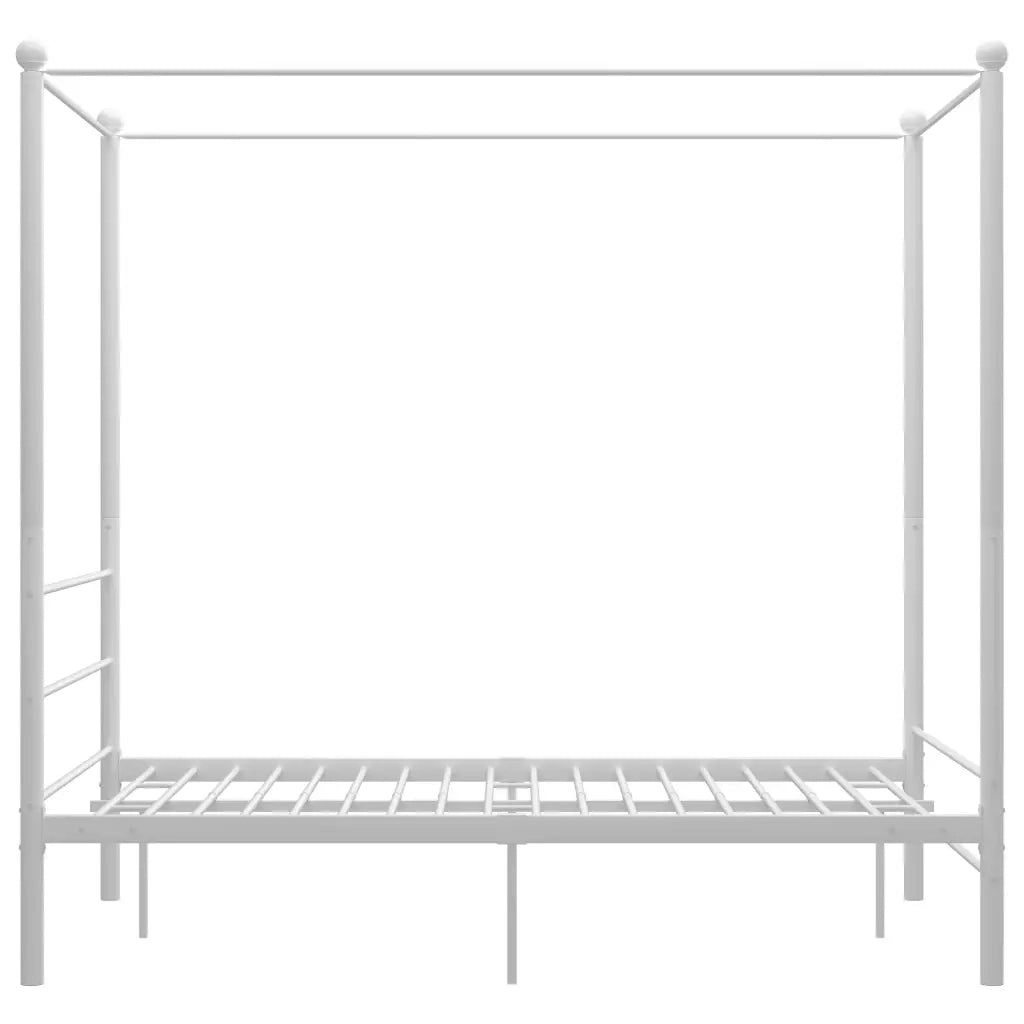 Letto a Baldacchino Bianco in Metallo 140x200 cm