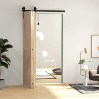 Kit Porta Scorrevole a Libro 122x0.5x4 cm con Binario e Cerniere in Acciaio al Carbonio Nero