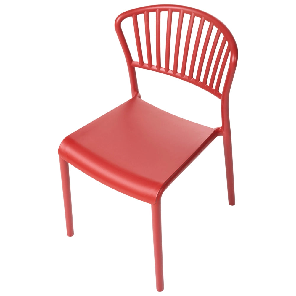 Set di 4 sedie da pranzo in plastica rosso per interni ed esterni da giardino impilabili in stile minimalista