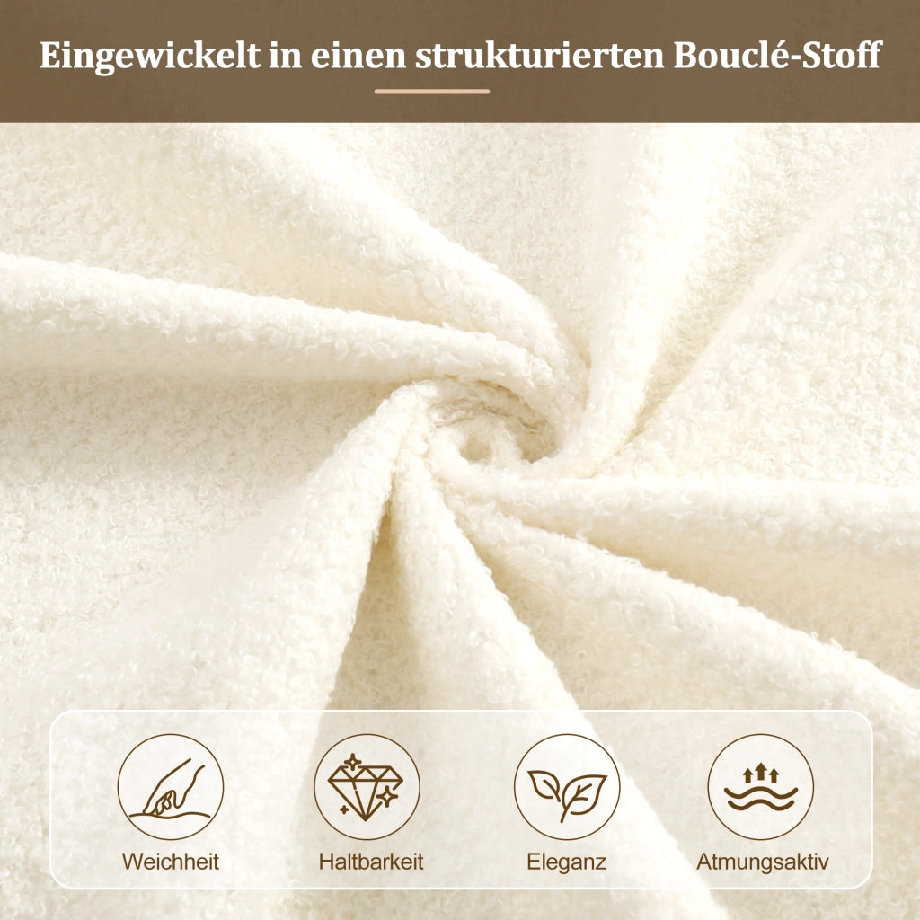 LETTO Contenitore 90x200 cm in Bouclé Beige con rete a doghe