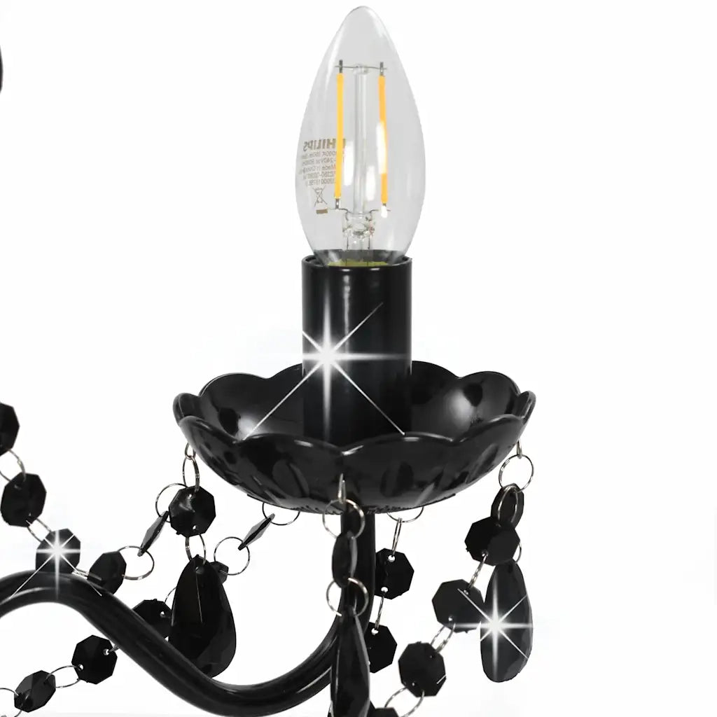 Lampadario con Perline Nero Tondo 3 E14 CFW1839241