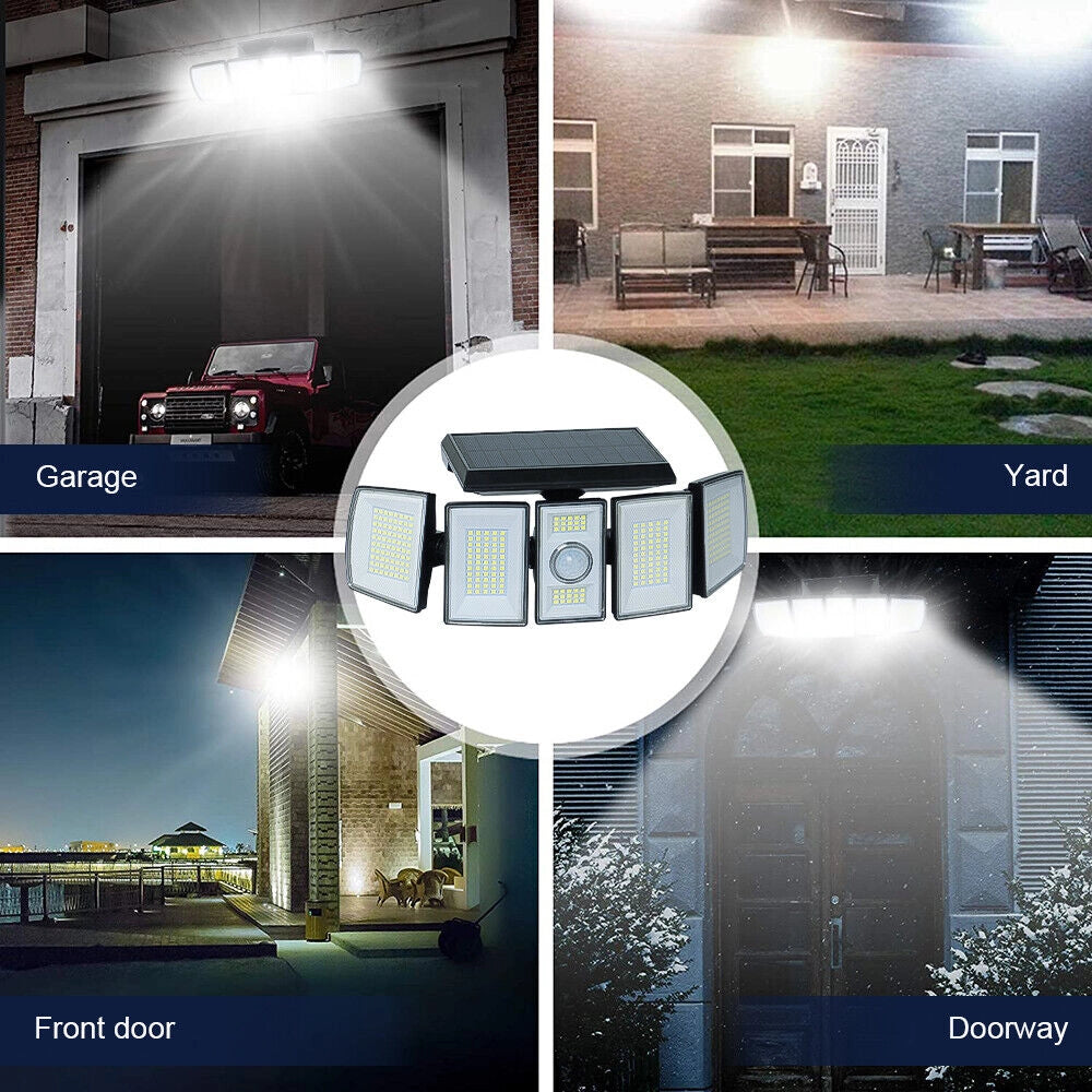 FARO SOLARE LED ORIENTABILE FARETTO TELECOMANDO SENSORE DI MOVIMENTO 300LED