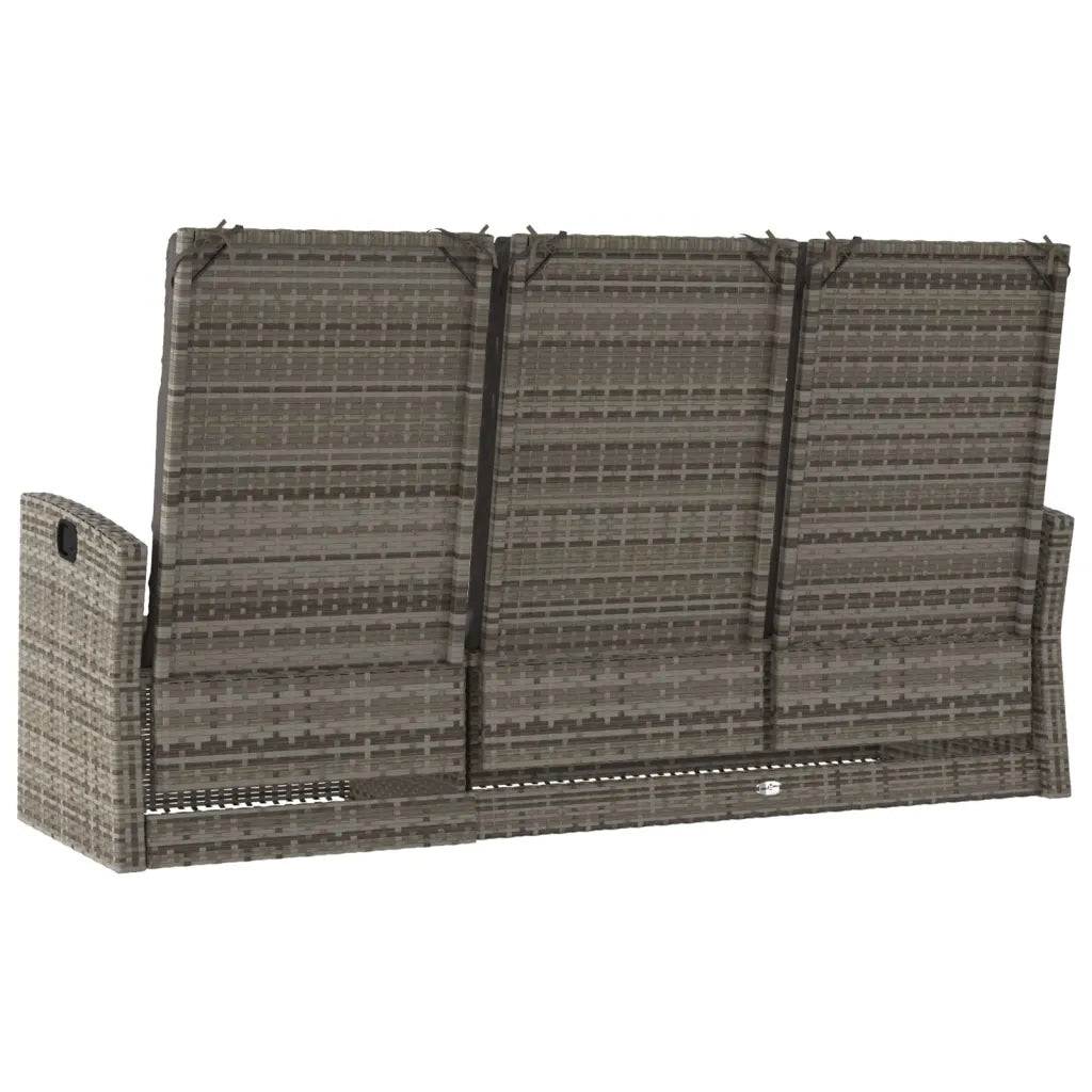 Panchina Giardino | Panca da Giardino Reclinabile con Cuscini 173cm Polyrattan Grigio
