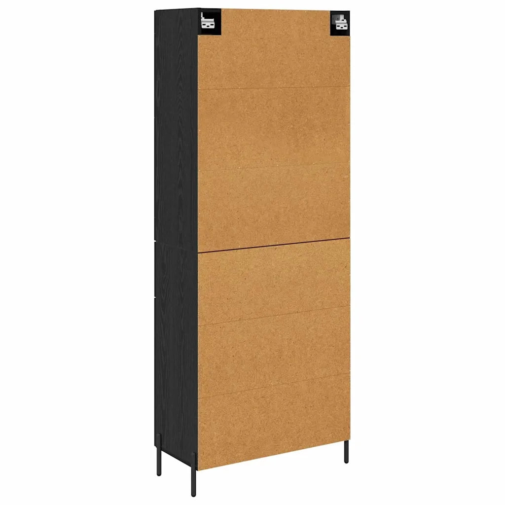 Credenza con cassetto 2 pcs Rovere Nero Legno multistrato