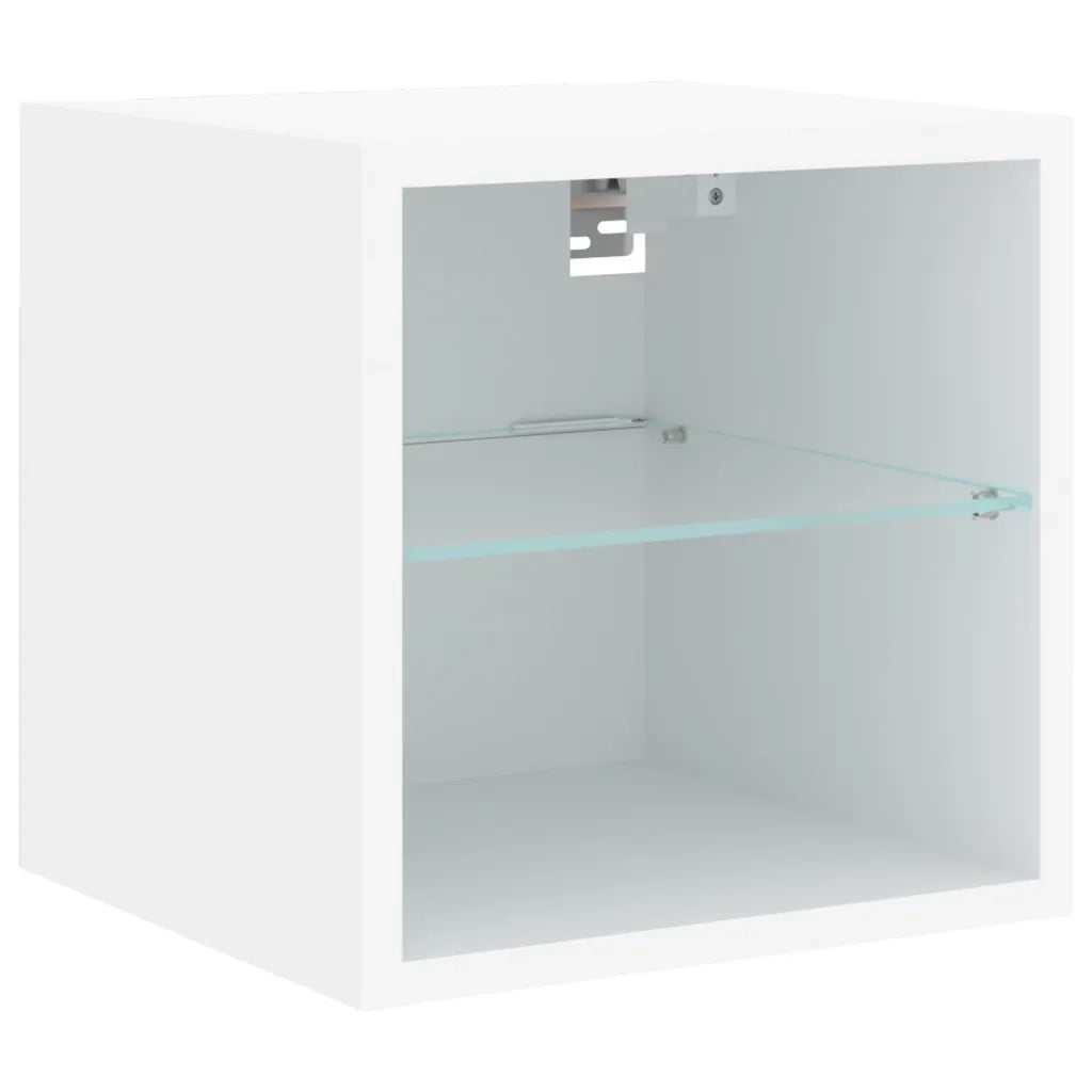 Mobile TV a Parete con Luci LED-Mobile TV a Muro Bianco 30x28,5x30 cm