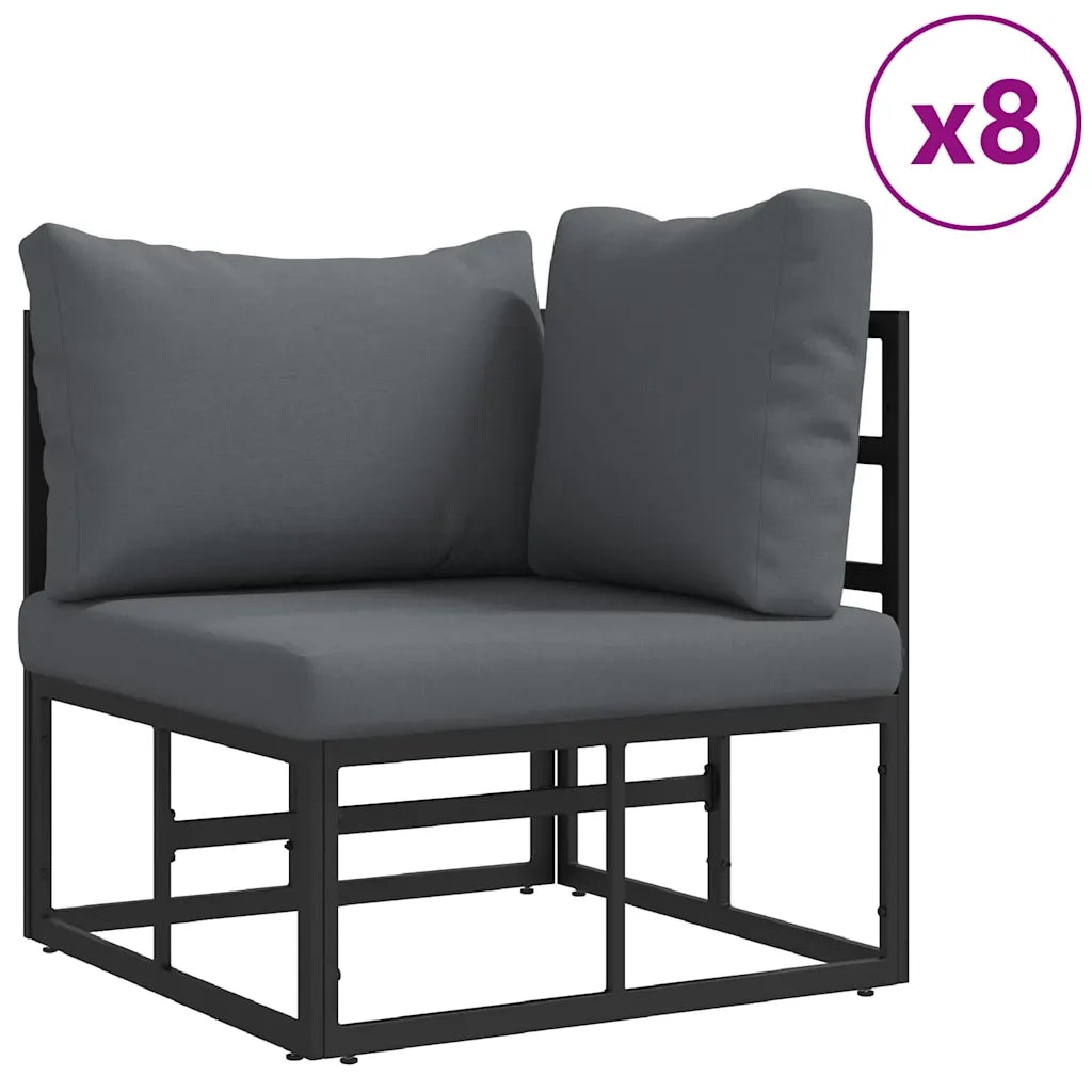 vidaXL Set Divano da Giardino con cuscino 13 pcs Nero Alluminio