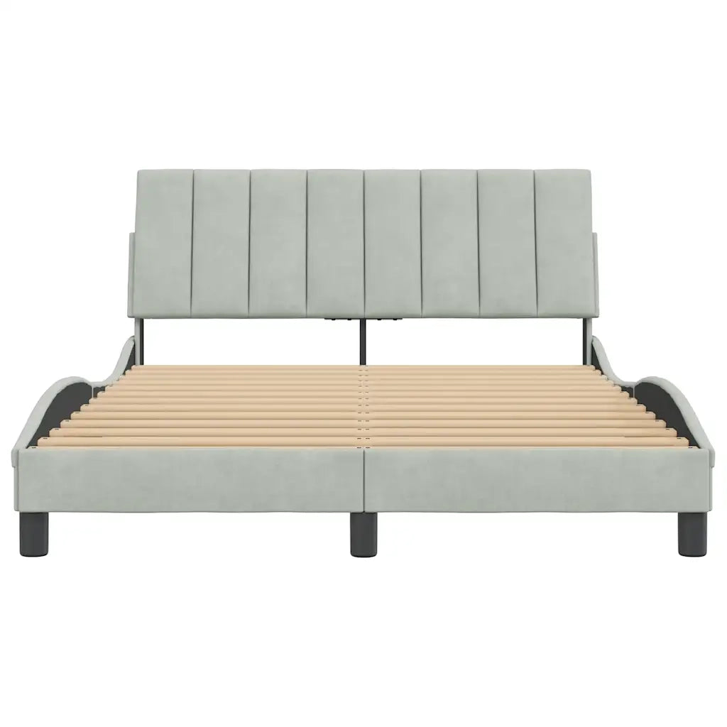 Giroletto senza Materasso-Struttura Letto Hanko Grigio Chiaro 140x190 cm Velluto